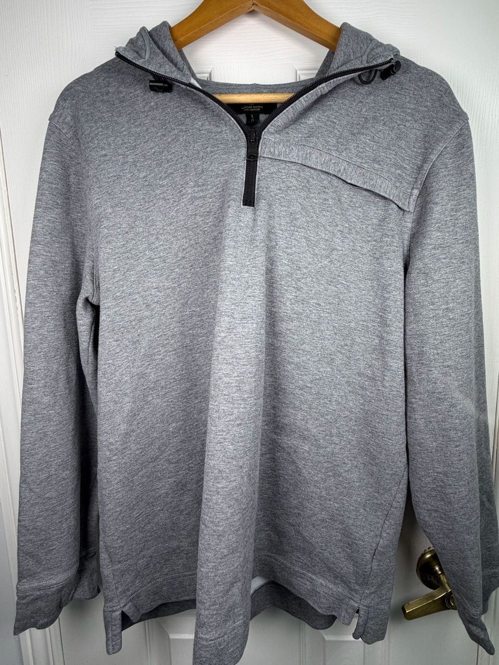 Banana Republic Grey 1/4 Zip Hooded Sweatshirt Women's L Unisex Moisture Wick